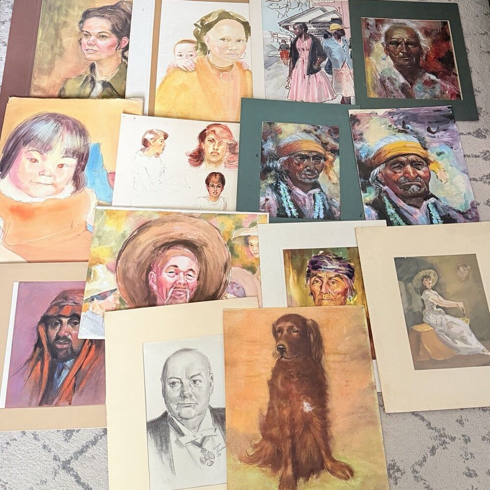 Art Lot Hand Painted Artist Ralph Johnson Some Signed 1960 Watercolor Sketches